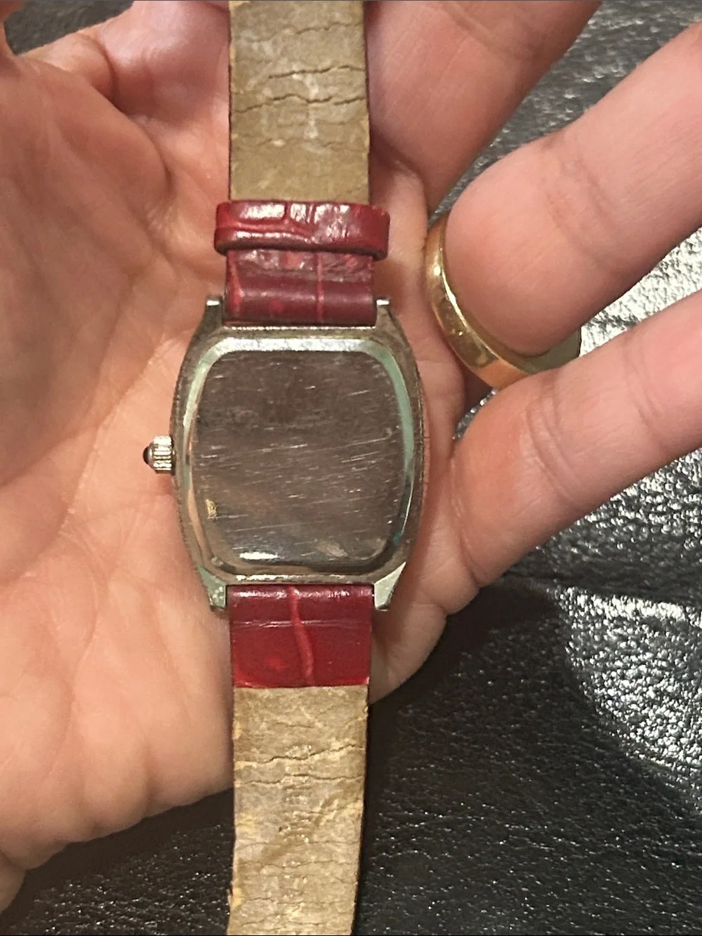 Bob Mackie Red Strap Crystal Bezel Women's Watch